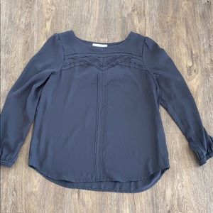 Loft grey long sleeve blouse size large